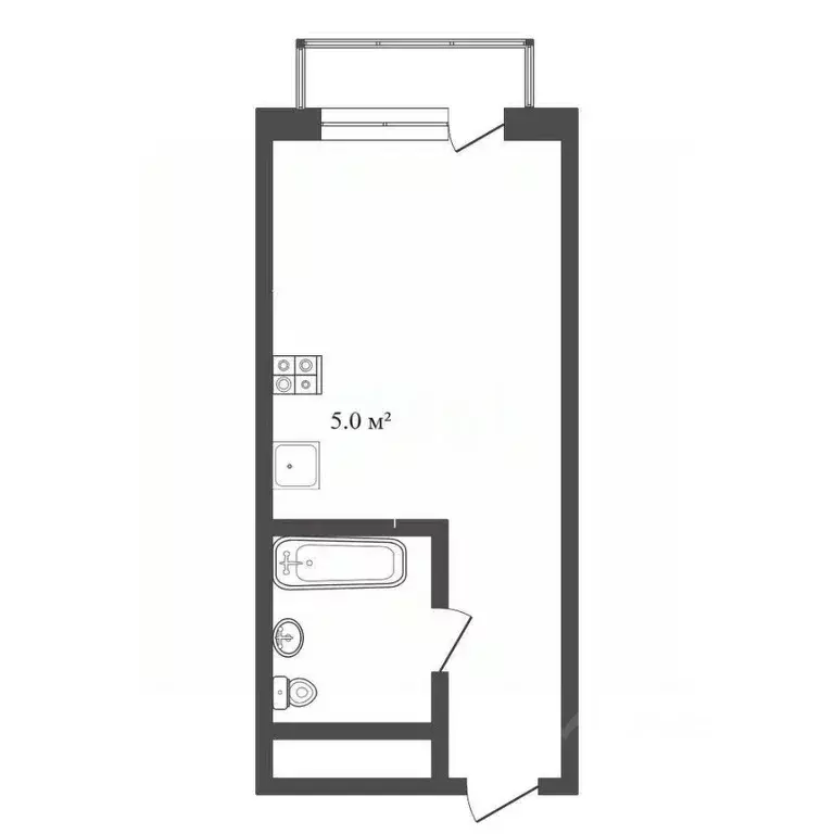 Студия Тюменская область, Тюмень ул. Первооткрывателей, 9 (22.0 м) - Фото 2