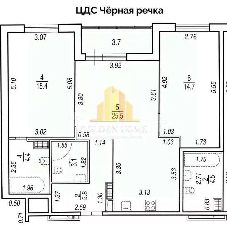 3-к кв. Санкт-Петербург Белоостровская ул., 10к2 (72.6 м) - Фото 2