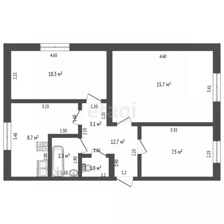 3-к кв. Ханты-Мансийский АО, Ханты-Мансийск Садовая ул., 3 (51.3 м) - Фото 2