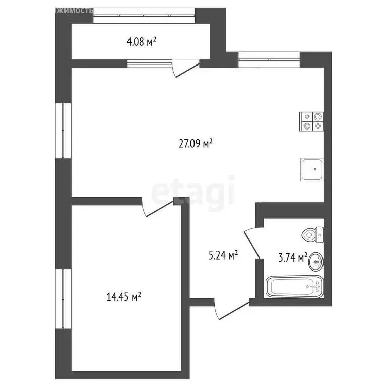 1-комнатная квартира: Тюмень, улица Павла Никольского, 14 (50.1 м) - Фото 1