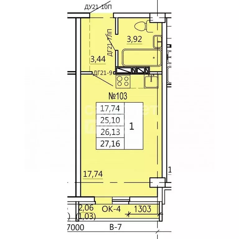 4-комнатная квартира: Курск, Театральная улица, 82 (70.25 м) - Фото 1