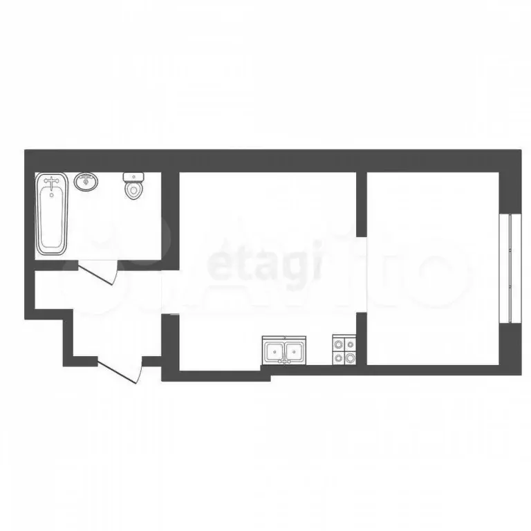 1-к. квартира, 30,8 м, 3/8 эт. - Фото 0