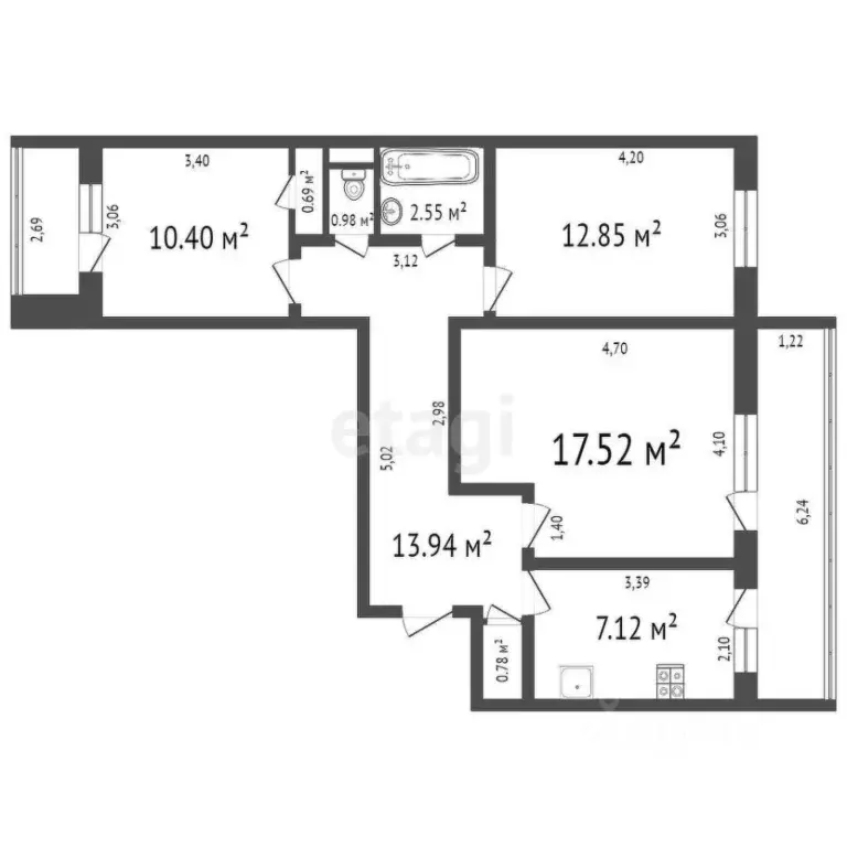 3-к кв. Ульяновская область, Ульяновск ул. Минина, 25 (56.0 м) - Фото 2