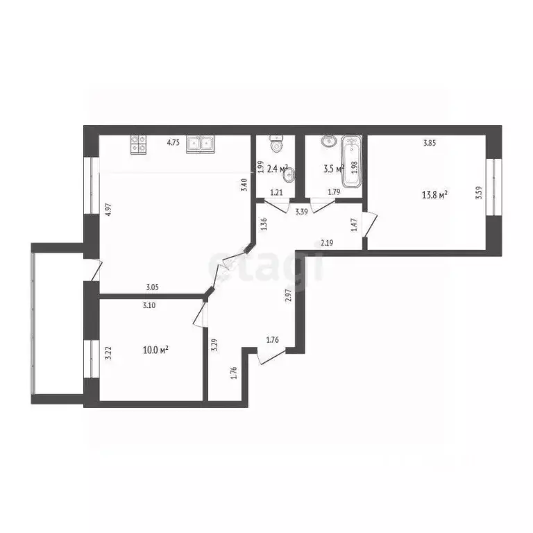 2-к кв. Тюменская область, Тюмень ул. Избышева, 8 (65.0 м) - Фото 1