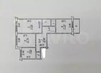 3-к. квартира, 66,1 м, 3/9 эт. - Фото 0