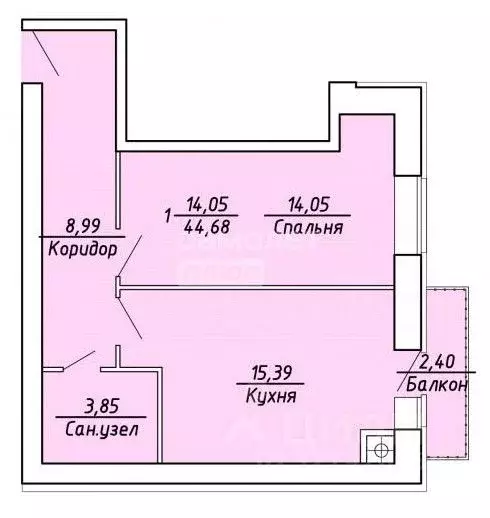 1-к кв. Рязанская область, Рязань ш. Михайловское, 234к1 (44.6 м) - Фото 0