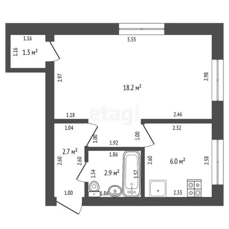 1-комнатная квартира: Стерлитамак, проспект Ленина, 30 (30.4 м) - Фото 1