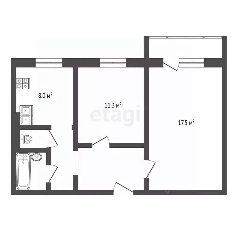 2-к кв. Ямало-Ненецкий АО, Муравленко ул. Муравленко, 31 (43.8 м) - Фото 2