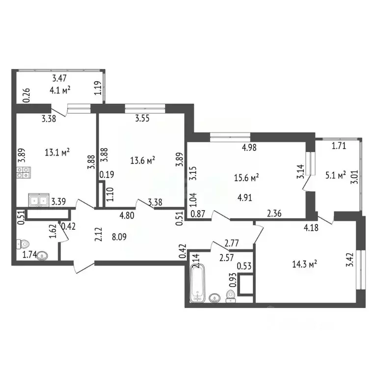 3-к кв. Санкт-Петербург просп. Героев, 35 (79.1 м) - Фото 2