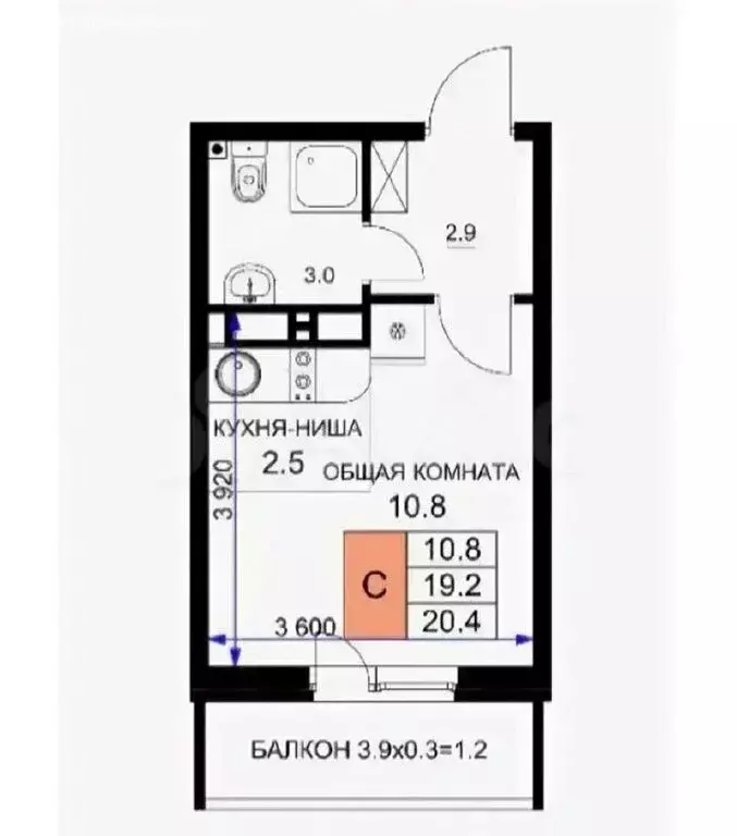 Квартира-студия: Краснодар, улица имени Героя Ростовского, 8к7 (19.7 ... - Фото 1