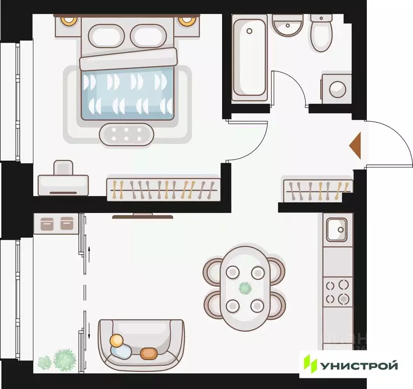 1-к кв. Татарстан, Казань Ку на Кулагина жилой комплекс (43.05 м) - Фото 0