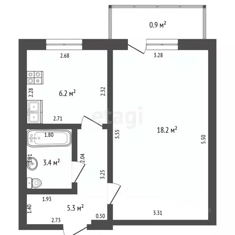 1-к кв. Башкортостан, Стерлитамак Коммунистическая ул., 87 (33.1 м) - Фото 2