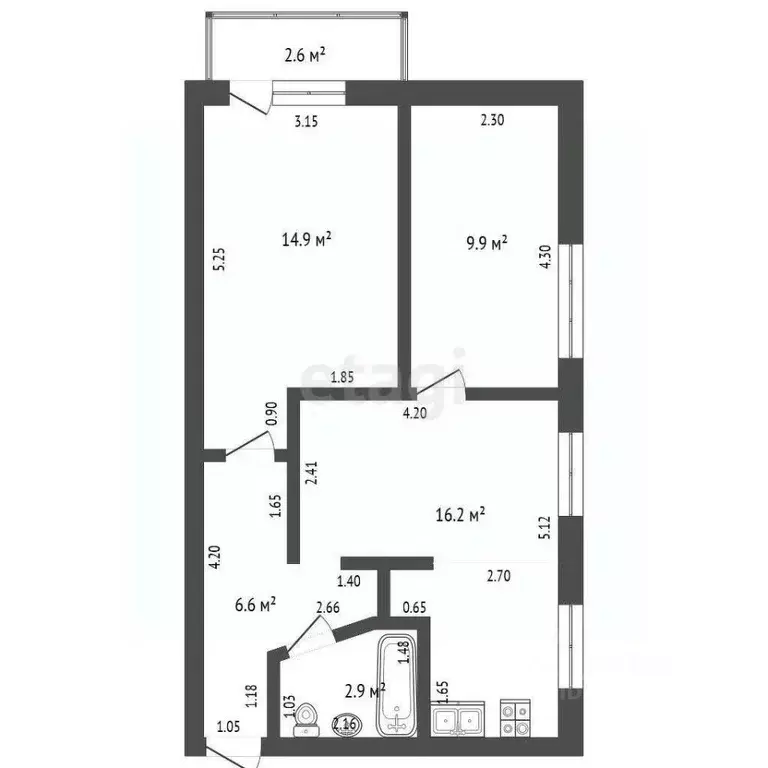 3-к кв. Башкортостан, Стерлитамак ул. Дружбы, 66А (51.5 м) - Фото 0