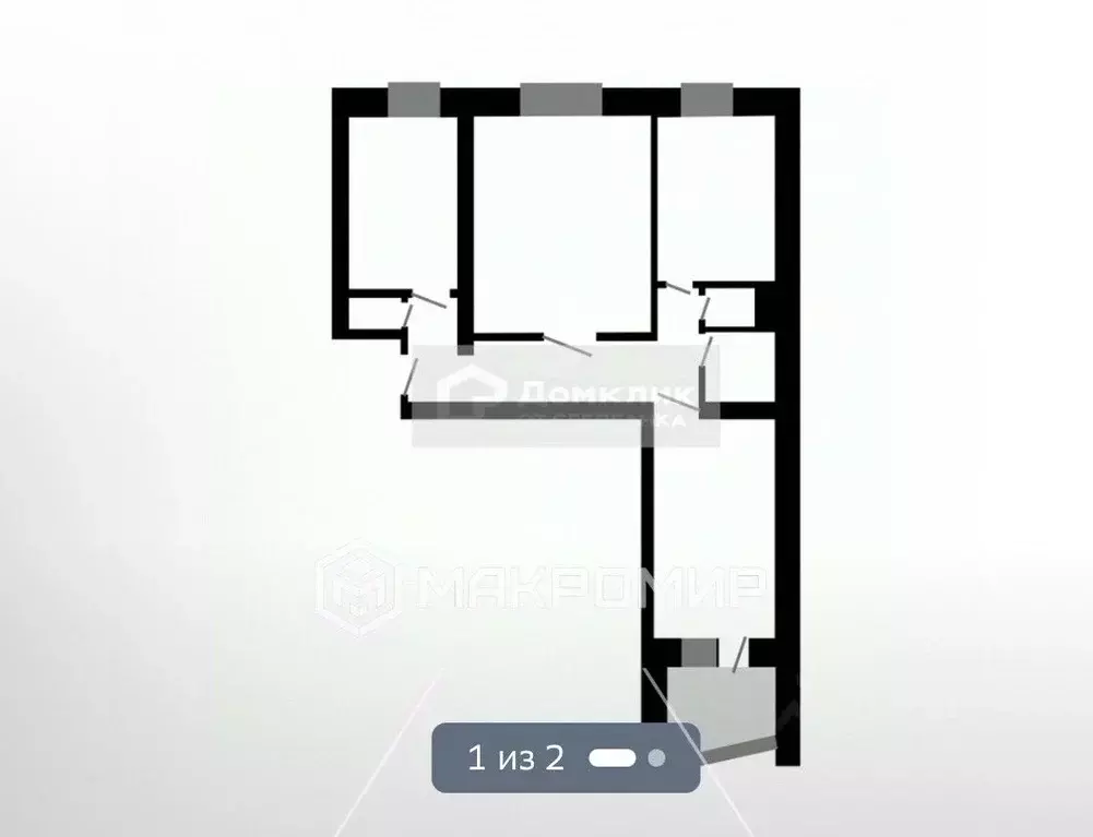 3-к кв. Брянская область, Брянск ул. Ромашина, 27 (63.5 м) - Фото 2