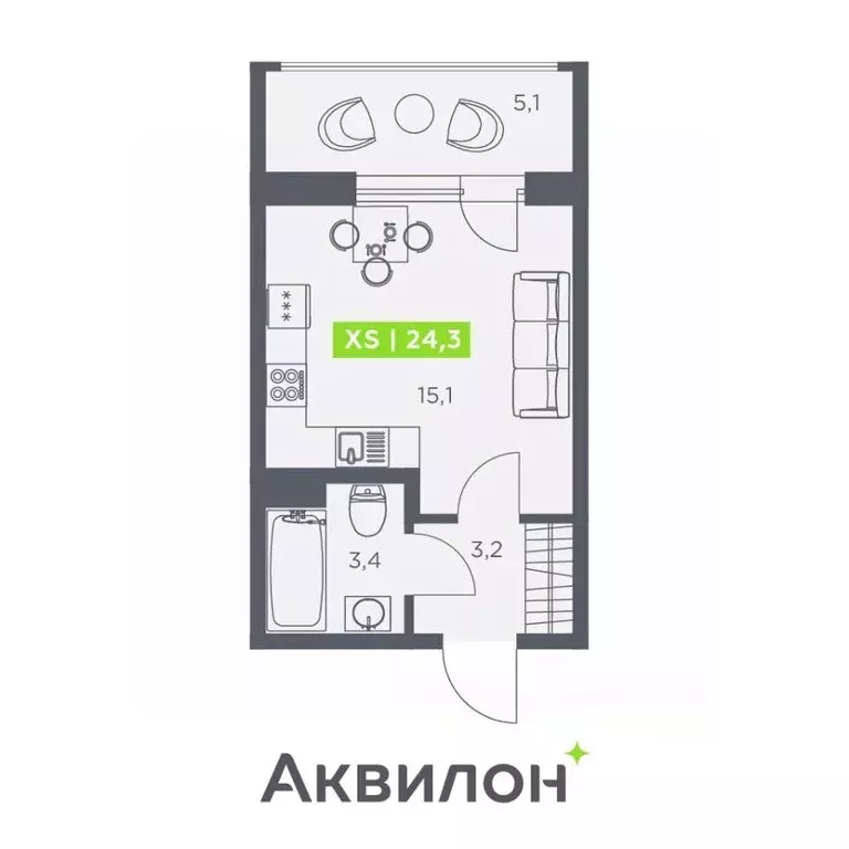 Студия Санкт-Петербург бул. Головнина, 4 (24.3 м) - Фото 1