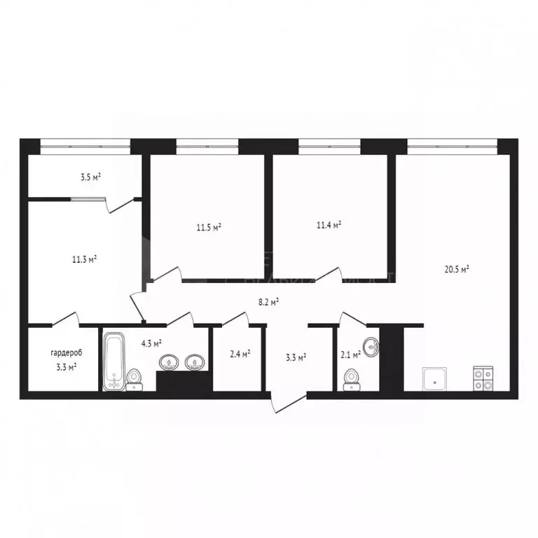 3-к кв. Тюменская область, Тюмень ул. 50 лет Октября, 57Бк2 (82.0 м) - Фото 2