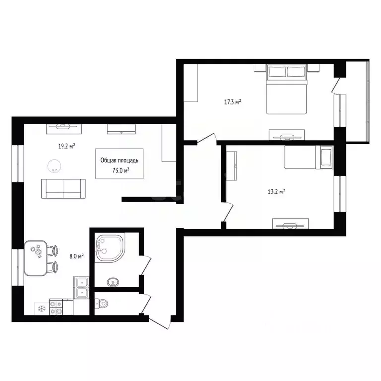 3-к кв. Новосибирская область, Бердск Комсомольская ул., 4В (73.0 м) - Фото 2