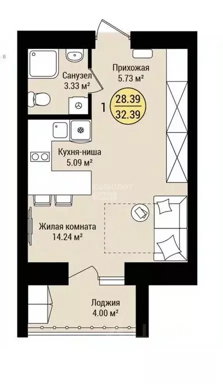 1-к кв. Марий Эл, Йошкар-Ола городской округ, с. Семеновка ул. ... - Фото 1