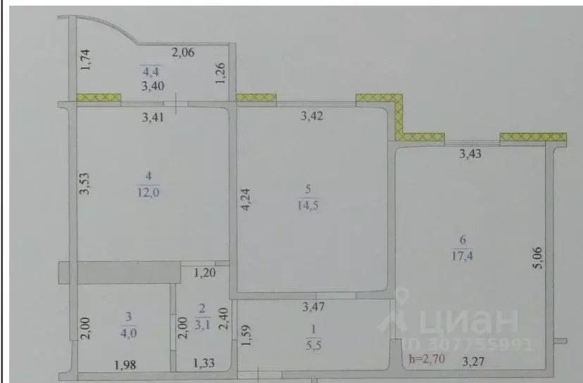 2-к кв. Оренбургская область, Оренбург Салмышская ул., 72 (56.5 м) - Фото 1