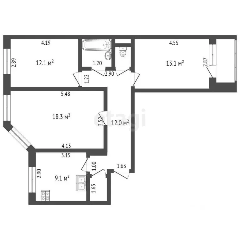 3-к кв. Ямало-Ненецкий АО, Новый Уренгой Юбилейный мкр, 1/6 (71.1 м) - Фото 1