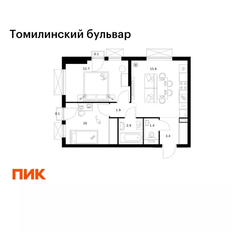 2-к кв. Московская область, Котельники Ковровый мкр, Томилинский ... - Фото 1