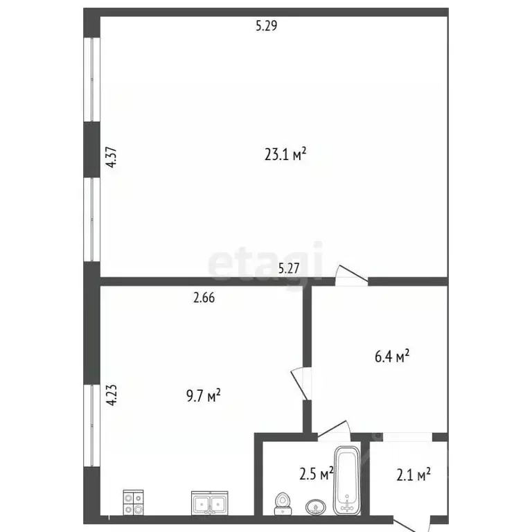1-к кв. Севастополь просп. Юрия Гагарина, 41 (48.3 м) - Фото 2