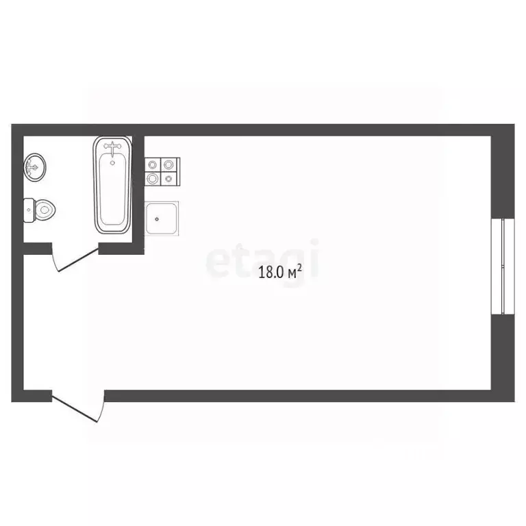 1-к кв. Тюменская область, Тюмень ул. Энергетиков, 47 (18.0 м) - Фото 1