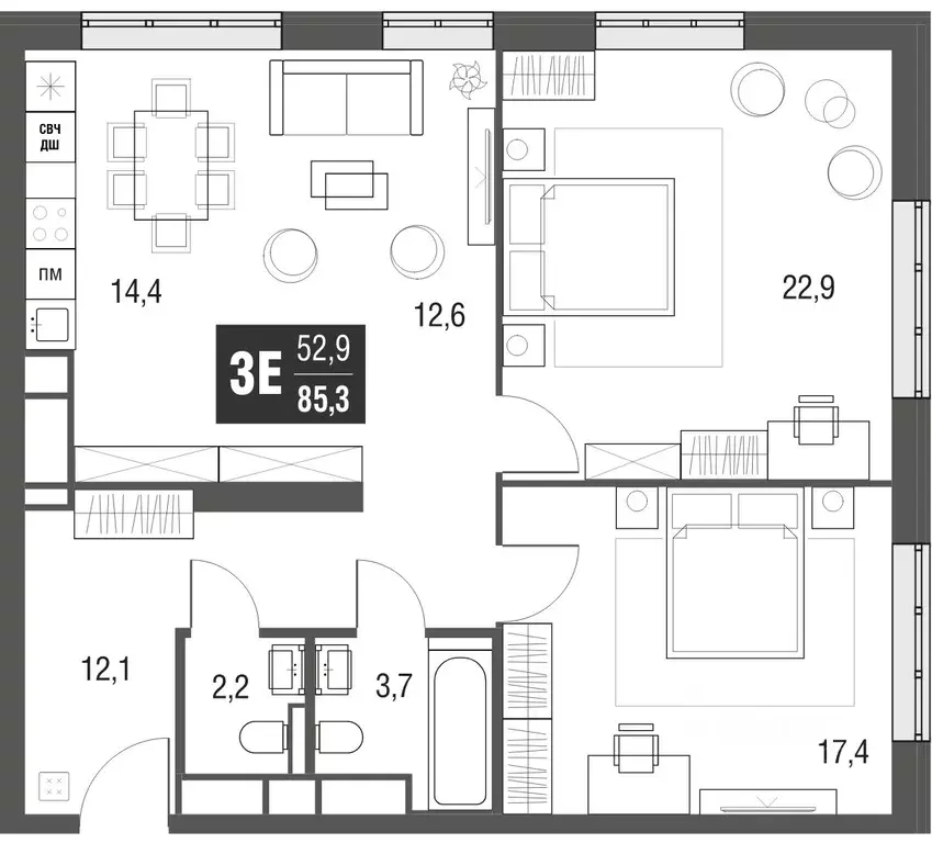 3-к кв. Москва проезд Серебрякова, 11к2 (85.2 м) - Фото 1