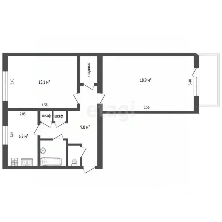 2-к кв. Москва Чистопольская ул., 4 (55.2 м) - Фото 2