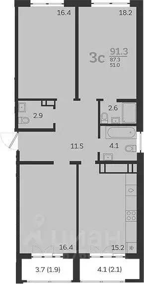 4-к кв. Краснодарский край, Краснодар Колхозная ул., 5/2к1 (91.3 м) - Фото 0