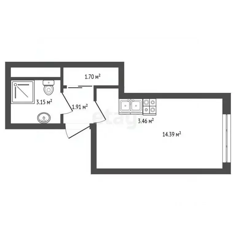 Студия Санкт-Петербург Лиговский просп., 232 (25.0 м) - Фото 1