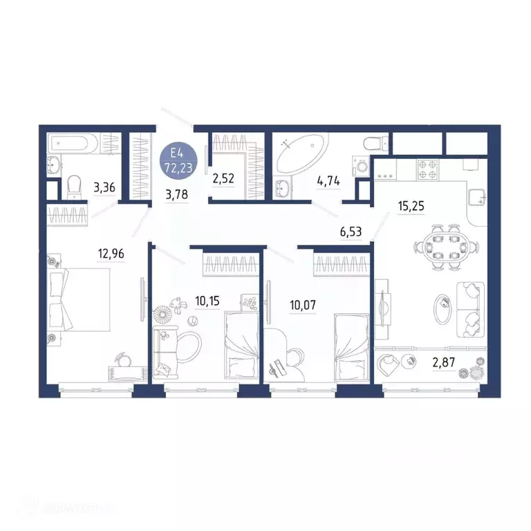 3-к кв. Рязанская область, Рязанский муниципальный округ, с. Дядьково ... - Фото 2