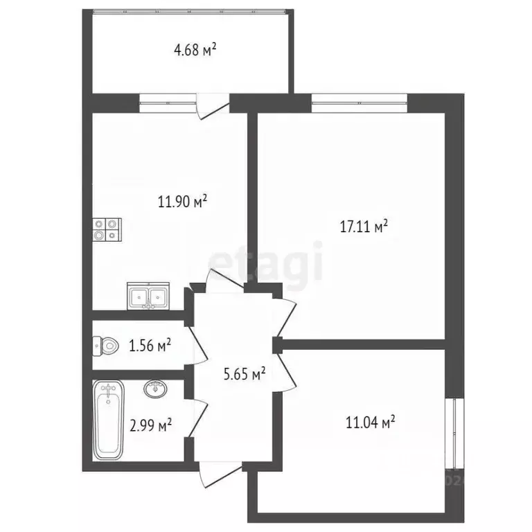 3-к кв. Татарстан, Набережные Челны просп. Чулман, 61 (58.0 м) - Фото 2