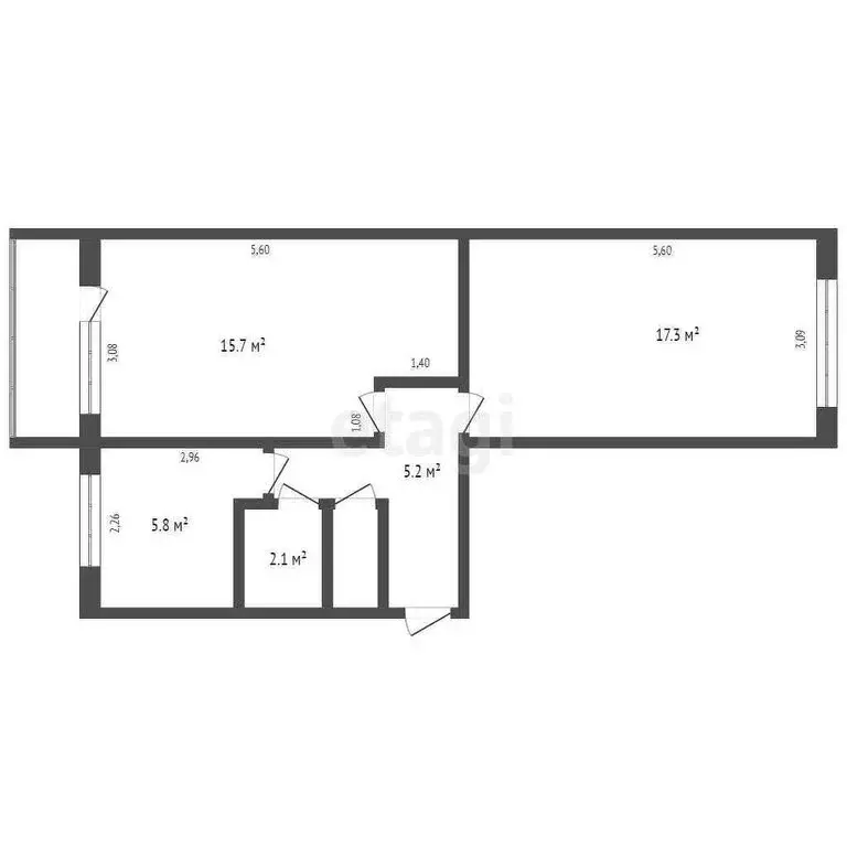 2-комнатная квартира: Междуреченск, улица Лукиянова, 5 (43.9 м) - Фото 1