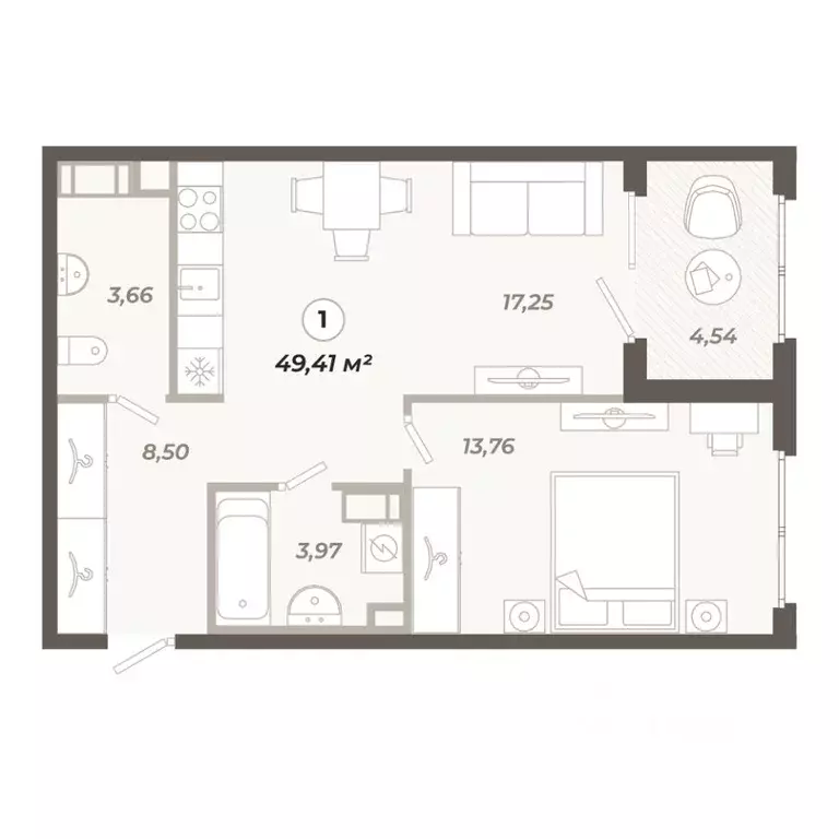 1-к кв. Санкт-Петербург ул. Коли Томчака, 21Д (49.41 м) - Фото 1