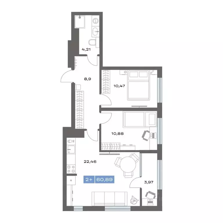 2-к кв. Тюменская область, Тобольск Зона ВУЗов тер., Ритм жилой ... - Фото 1