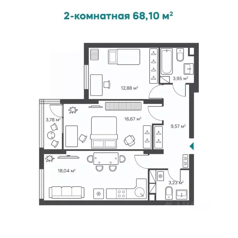 2-к кв. Нижегородская область, Нижний Новгород Анкудиновское ш., 34 ... - Фото 0