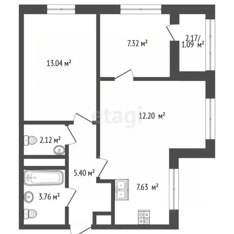 2-к кв. Крым, Симферополь просп. Александра Суворова (52.56 м) - Фото 2