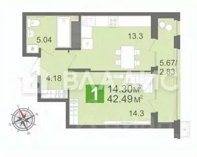1-к кв. Пензенская область, Пенза ул. Глазунова, 10 (42.5 м) - Фото 1