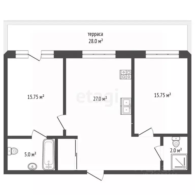 2-к кв. Тюменская область, Тюмень ул. Щербакова, 2к2 (93.5 м) - Фото 1