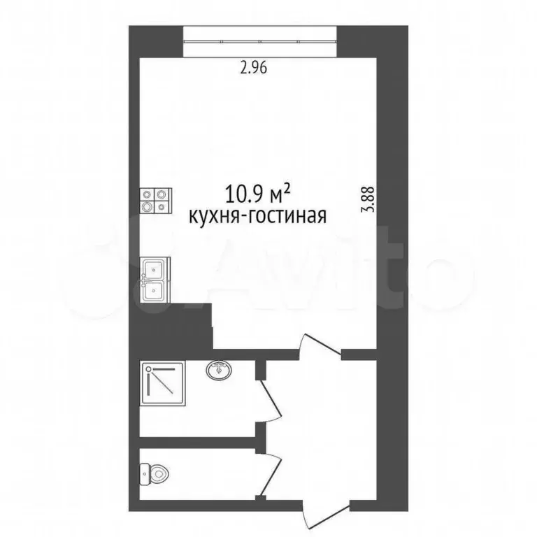 Квартира-студия, 16,3 м, 2/5 эт. - Фото 0