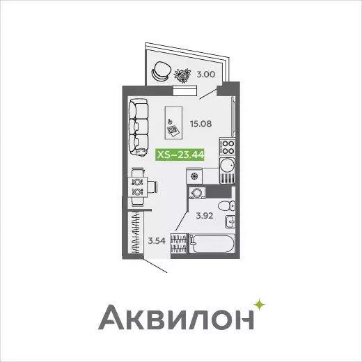 Квартира-студия: Северодвинск, проспект Труда, 74к2 (23.44 м) - Фото 0