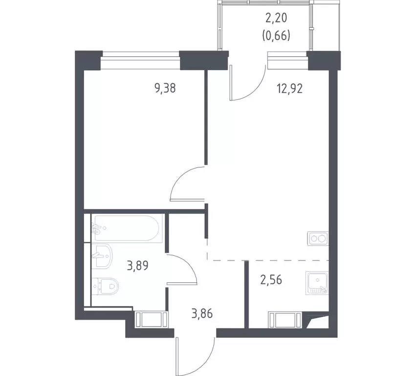 1-комнатная квартира: село Ям, улица Мезенцева, 15 (32.7 м) - Фото 1