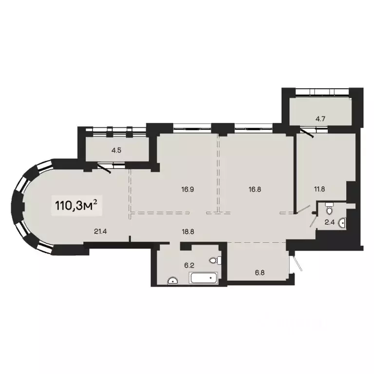 3-к кв. Омская область, Омск ул. Чернышевского, 2к3 (100.1 м) - Фото 0