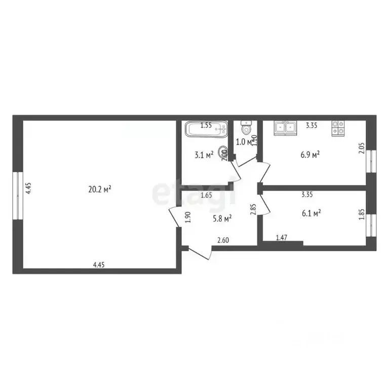 2-к кв. Оренбургская область, Оренбург Ленинская ул., 61 (43.1 м) - Фото 1