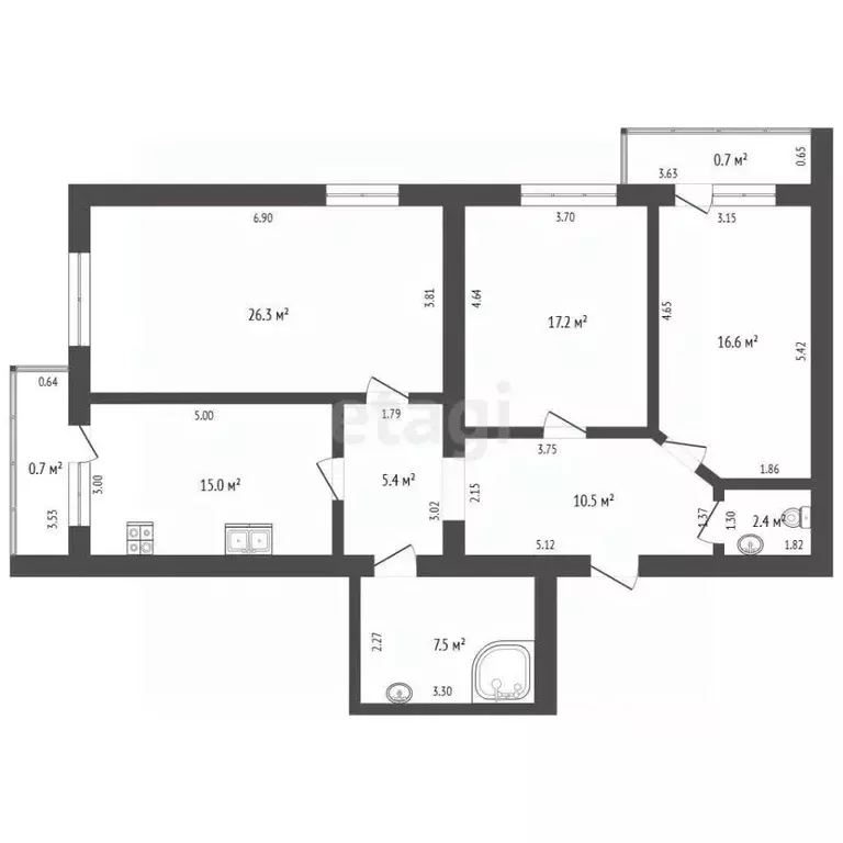 3-к кв. Самарская область, Самара Ташкентская ул., 135б (100.9 м) - Фото 2