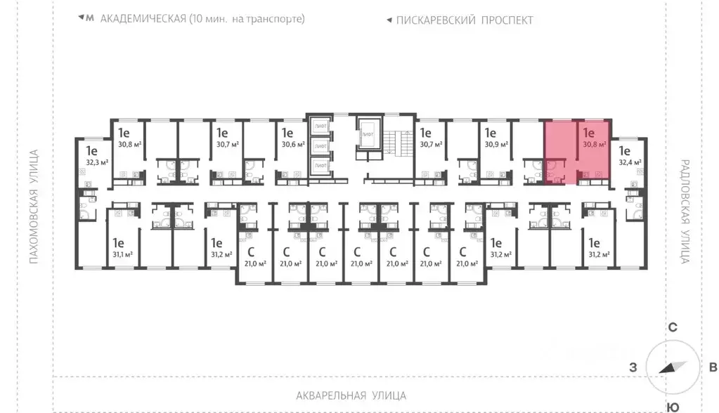 1-к кв. Санкт-Петербург ул. Пахомовская, 12к2 (30.7 м) - Фото 1