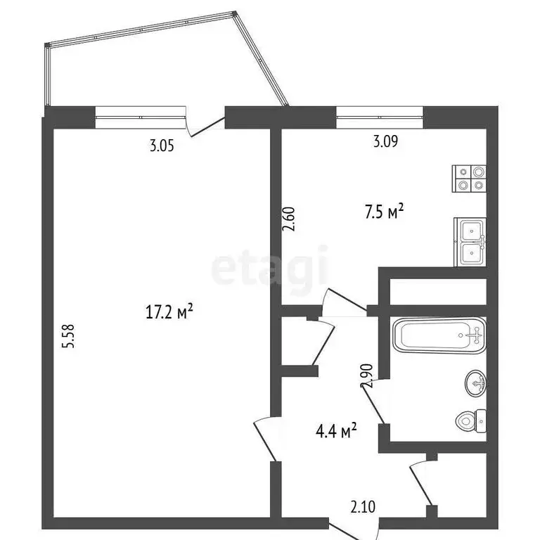 1-комнатная квартира: Орёл, улица Нормандия-Неман, 93 (33.2 м) - Фото 1