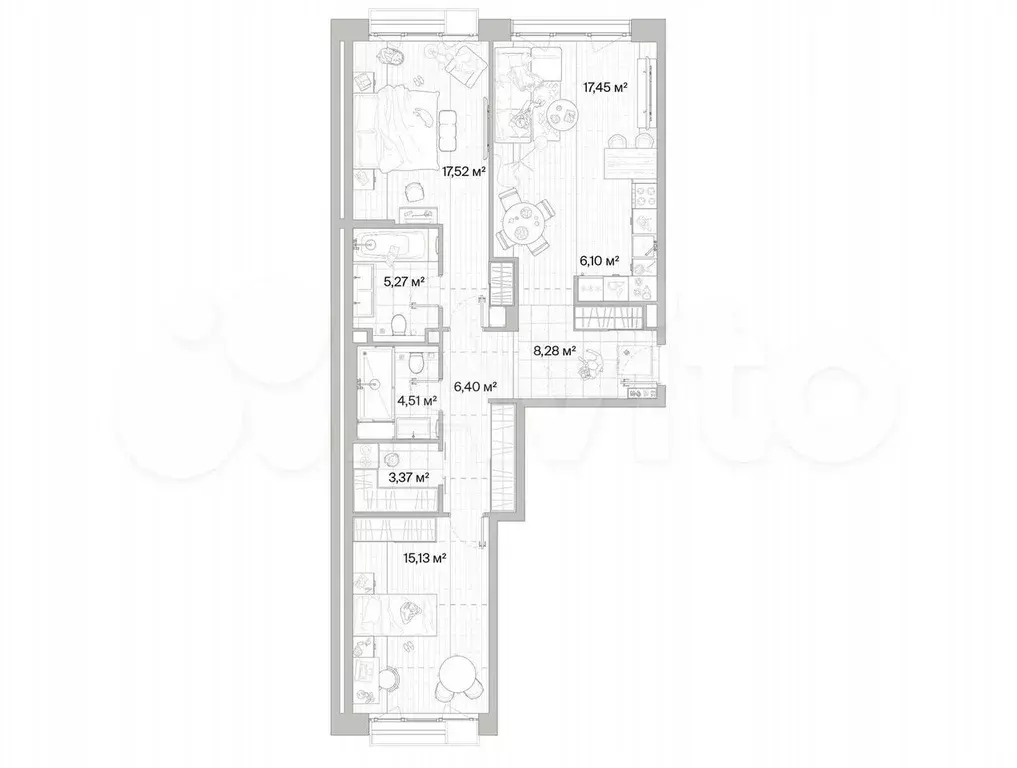 2-к. квартира, 84 м, 8/10 эт. - Фото 0