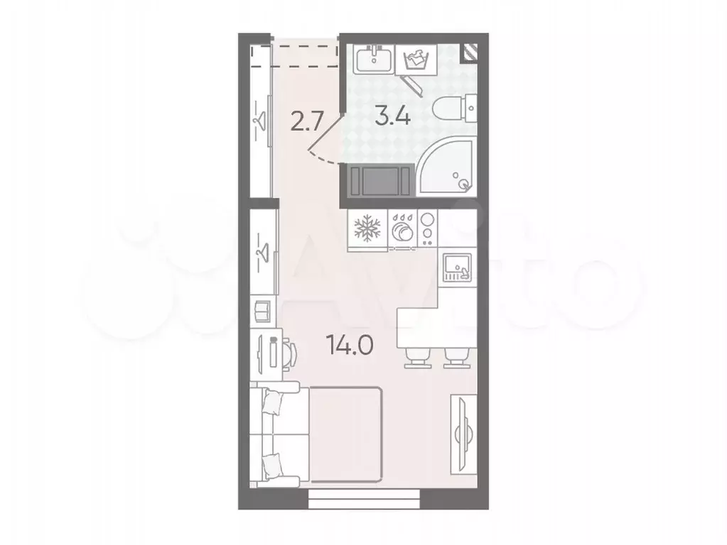 Квартира-студия, 20,1 м, 5/25 эт. - Фото 0